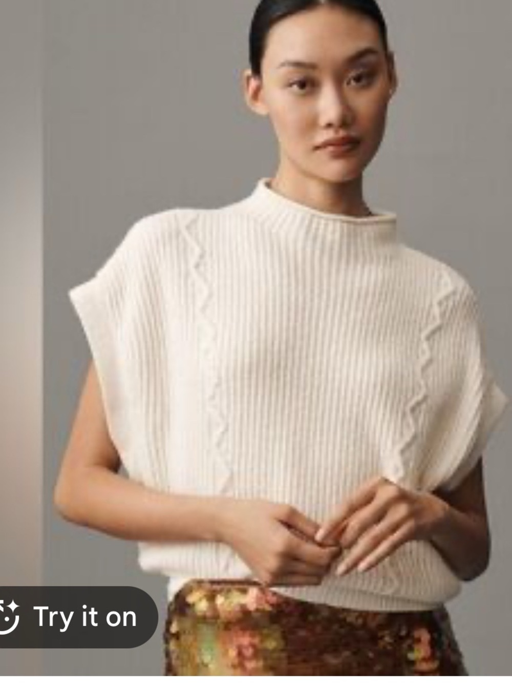 Anthropologie NWT Cream mock neck Ribbed  Sweater Top